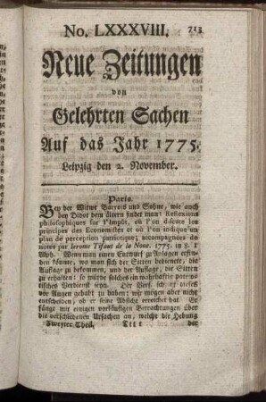 No. LXXXVIII. Leipzig den 2. November. - No. XCVI. Leipzig den 30. November.