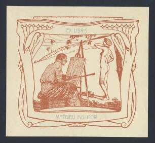 Eigenes Exlibris des Künstlers : Eigenes Exlibris des Künstlers. Druck; 10,1 x 10,9 cm (Blattgröße) (wohl 1899; M. Molitor). Dresden: SLUB Mscr.Dresd.App.2000,443