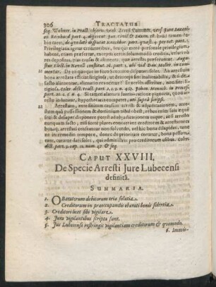 Caput XXVIII. De Specie Arresti Iure Lubecensi definita