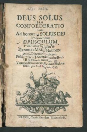 Deus Solus Seu Confoederatio Inita Ad honorem Solius Dei Promovendum