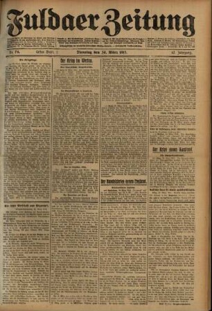 Erste Ausgabe vom Dienstag, den 30. März 1915.