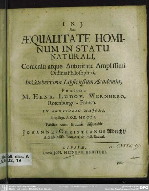 De Aequalitate Hominum In Statu Naturali