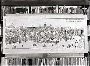 Buchner, Georg W.; München; Festdekoration zum Tag der Deutschen Kunst - Entwurf für Festdekoration auf dem Bahnhofsplatz (Ansicht)