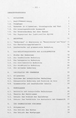 III-IV, Inhaltsverzeichnis