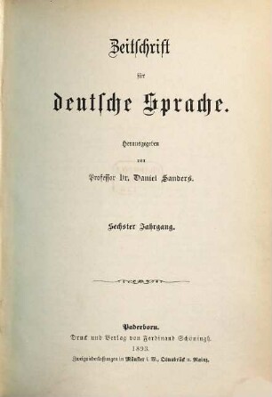 Zeitschrift für deutsche Sprache. 6. 1893