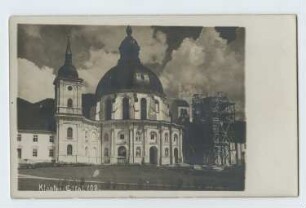 Klosterkirche, Ettal: Ansicht, Westfassade (Postkarte)