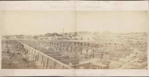 "Service municipal des travaux publics de Paris. Construction des Réservoirs de Ménilmontant. Etat des travaux du reservoir supérieur (compartiment de droite) le 16 mai 1865"