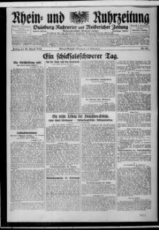 Rhein- und Ruhrzeitung : Tageszeitung für das niederrheinische Industriegebiet und den linken Niederrhein : das Blatt der westdeutschen Binnenschiffahrt