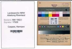 Entnazifizierung Hermann Caspers, geb. 03.07.1881 ()