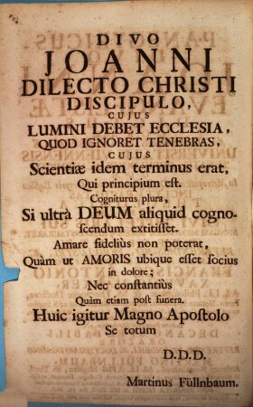 Panegyricus Divo Joanni Evangelistae