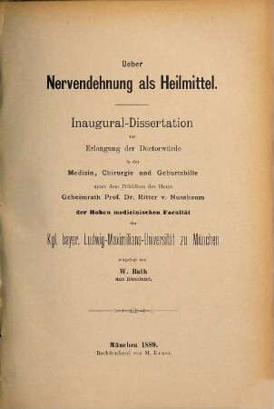 Ueber Nervendehnung als Heilmittel