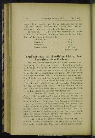 Vergrösserung bei künstlichem Lichte, ohne Anwendung eines Condensors