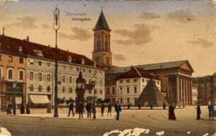 Erster Weltkrieg - Feldpostkarten. "Karlsruhe - Marktplatz"