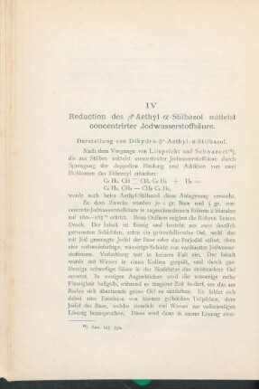 IV. Reduction des β'-Aethyl-α-Stilbazol mittelst concentrirter Jodwasserstoffsäure.