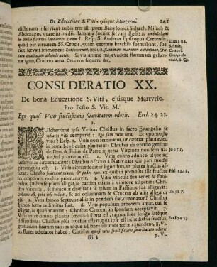 141-146, CONSIDERATIO XX. De bona Educatione S. Viti, ejúsque Martyrio.