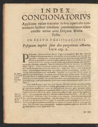 Index Concionatorius Applicans varias materias in hoc opusculo contentas, in facilem omnium concionatorum usum cunctis totius anni Deiparae Mariae Festis.