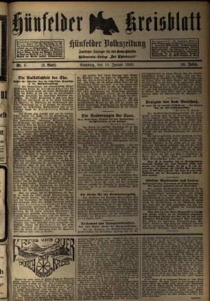 Zweite Ausgabe vom Samstag, den 11. Januar 1930.