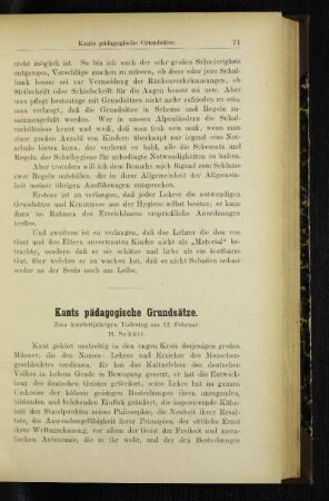 Kants pädagogische Grundsätze : zum hundertjährigen Todestag am 12. Februar