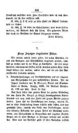 Kurze Anzeigen eingesandter Bücher