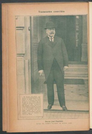 Doctor José Popolizio, rector del Colegio Nacional de Buenos Aires - [Retrato] : Transeúntes conocidos