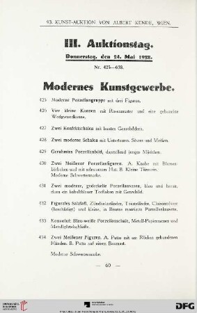 Modernes Kunstgewerbe (Nr. 425-494)