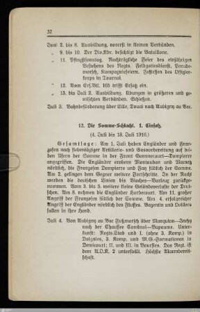 12. Die Somme-Schlacht. 1. Einsatz