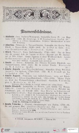 Damenbildnisse (Nr. 1 - 500a)
