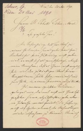 Brief an B. Schott's Söhne : 24.05.1890