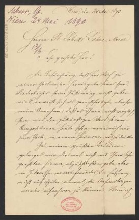 Brief an B. Schott's Söhne : 24.05.1890