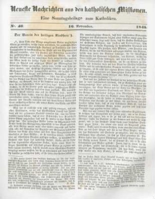 Neueste Nachrichten aus den katholischen Missionen Nr. 46