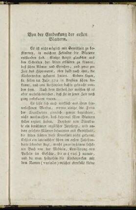 Von der Entdeckung der ersten Blattern.