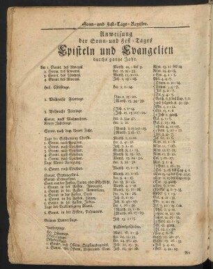 Anweisung der Sonn- und Fest-Tages Episteln und Evangelien durchs gantze Jahr.