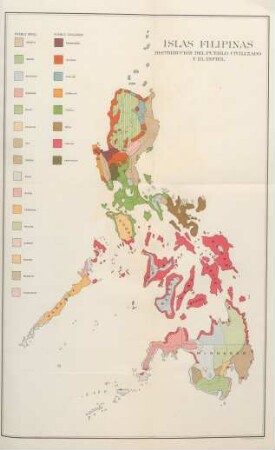 Islas Filipinas. Distribución del pueblo civilizado y el infiel