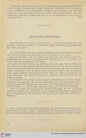 8: [Rezension von: Die Oberstufe der Gymnasien als Übergang zur Hochschule]