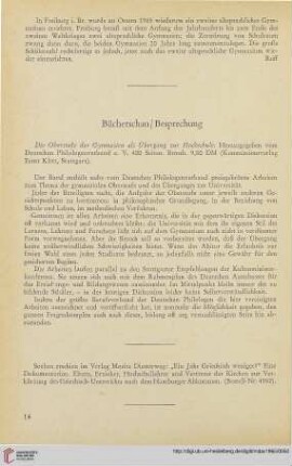 8: [Rezension von: Die Oberstufe der Gymnasien als Übergang zur Hochschule]