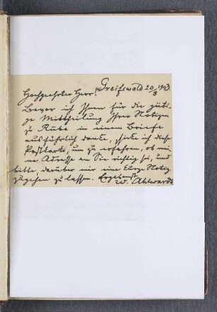Handschriftliche Briefe von Wilhem Ahlwardt