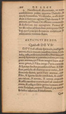 Articulus De Deo.