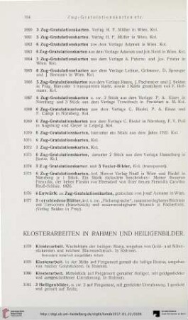 Klosterarbeiten in Rahmen und Heiligenbilder (Nr. 1078-1121)