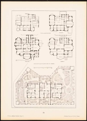 Grundrisse Leipzig, Dresden: Grundrisse (aus: Moderne Neubauten, 4.Jg., 1898ff, hrsg. W. Kick)