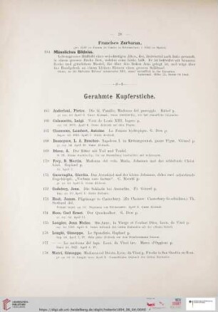 Gerahmte Kupferstiche (Nr. 165 - 191)