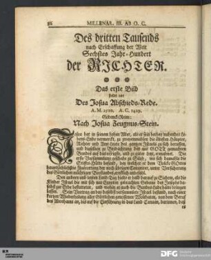 Des dritten Tausends nach Erschaffung der Welt Sechstes Jahr-Hundert der RICHTER.