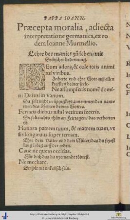 Praecepta moralia adiecta interpretatione germanica