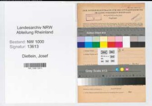 Entnazifizierung Josef Dietlein, geb. 16.11.1890 (Kaufmann)