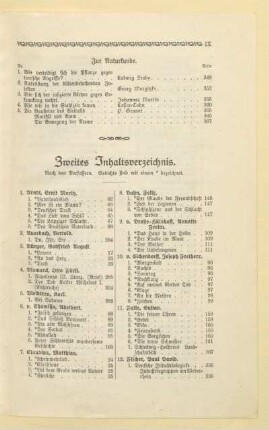 Zweites Inhaltsverzeichnis. Nach den Verfassern