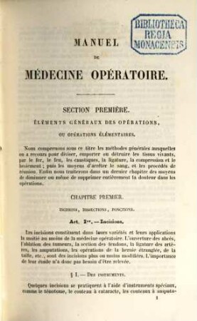 Manuel de médecine opératoire fondée sur l'anatomie normale et l'anatomie pathologique