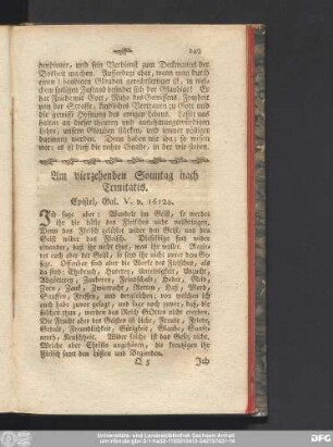 Am vierzehenden Sonntag nach Trinitatis. Epistel, Gal. V. v. 16 - 24.