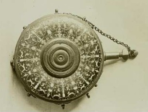 Pulverflasche : Pulverflasche mit Einlegearbeit, 17. Jh. Verwalter, Kunstgewerbemuseum Dresden