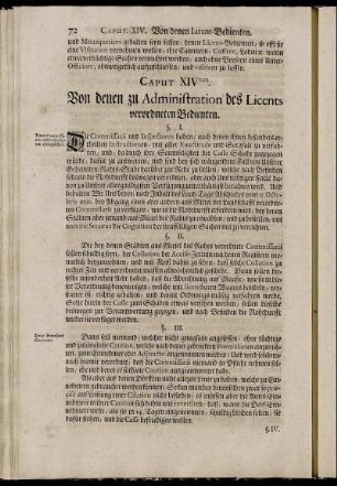 Caput XIV. Von denen zu Administration des Licents verordneten Bedienten.