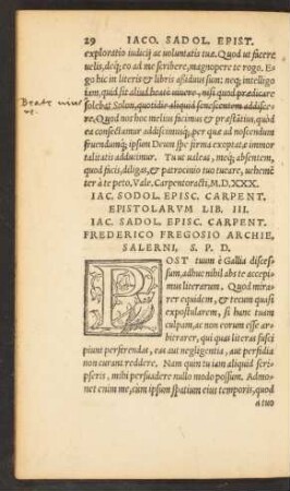 Iac. Sodol. Episc. Carpent. Epistolarum Lib. III.