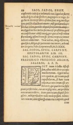 Iac. Sodol. Episc. Carpent. Epistolarum Lib. III.